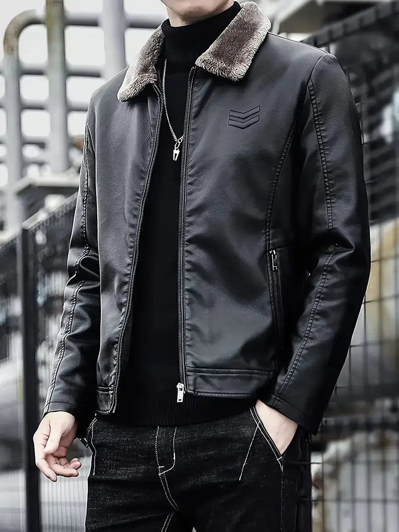 Bombjack Men’s Thickened Warm Fleece-Lined Winter Jacket – Windproof Full-Zip Coat