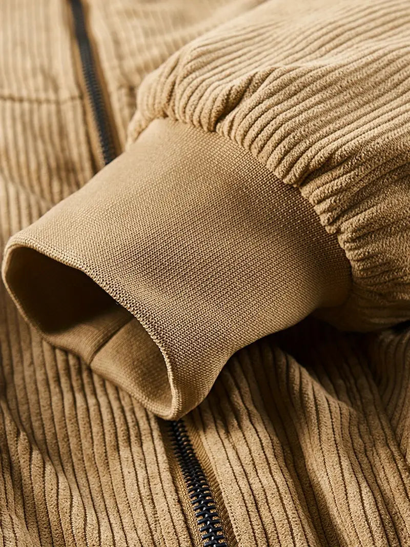 Bombjack Men’s Vintage Corduroy Jacket – Classic Zip-Up Winter Coat with Pockets