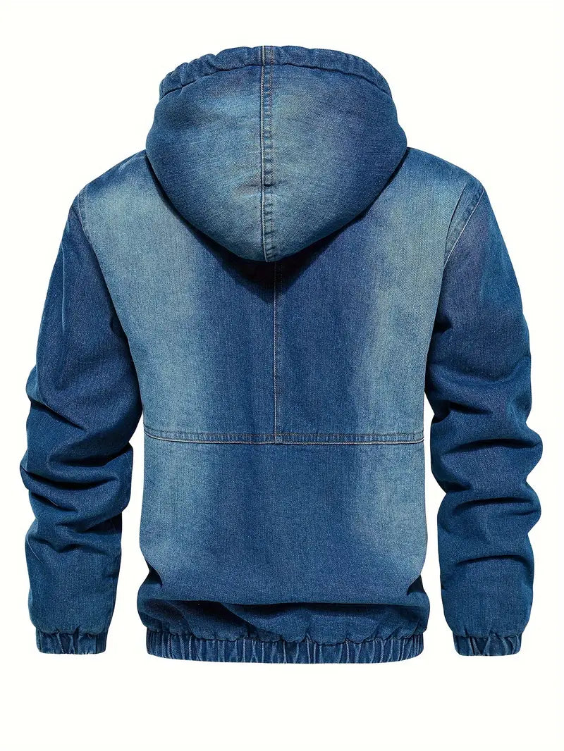 Bombjack Men’s Fleece-Lined Denim Jacket – Hooded, Zip-Up Outerwear